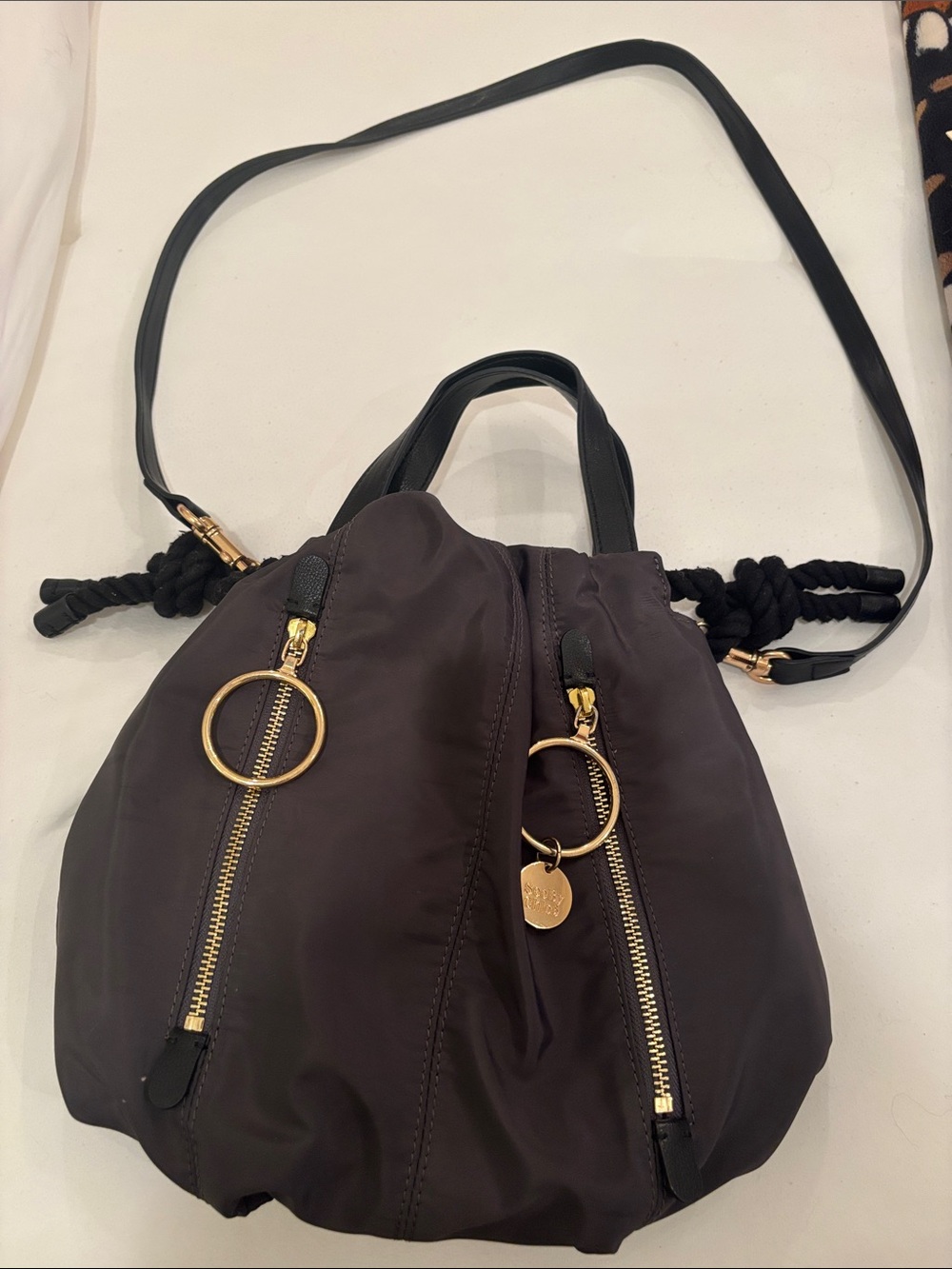 See By Chloé Nylon Shoulder Bag with Gold Hardware